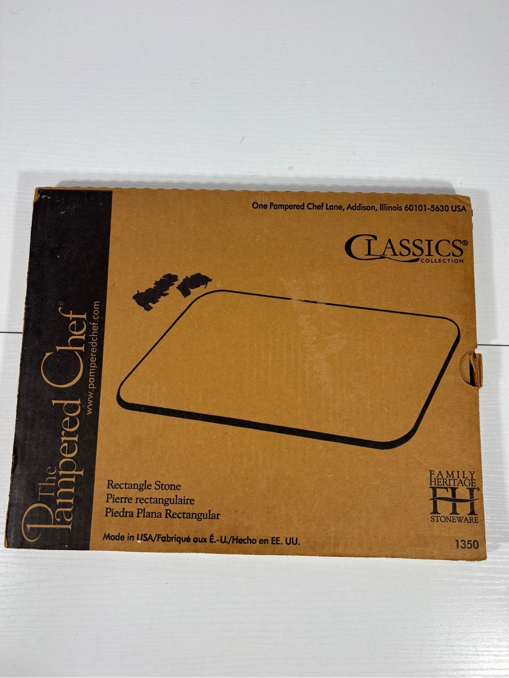 NIB Pampered Chef #1350 Rectangle Baking Stone 12x15 Family Heritage USA